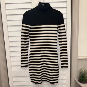 Topshop sweater dress black and off white stripe size 4